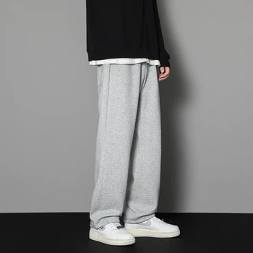 Calças retas masculinas tamanho grande casual jogging sweatpants calças com cordão solto confortável calças largas perna tamanho grande