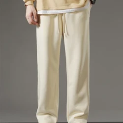 I-Spring Autumn Men Sweatpants I-Korean Fashion Sportswear I-Drawstring Wide Leg Straight Track Ibhulukwe I-Cotton Casual Loose Ibhulukwe