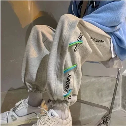 Sweatbyxor för män Snygg bomull Enfärgad sommarjoggingbyxa Baggy byxor Atletisk Hip-hop-bana Casual Vida ben Y2k träningsbyxor för män