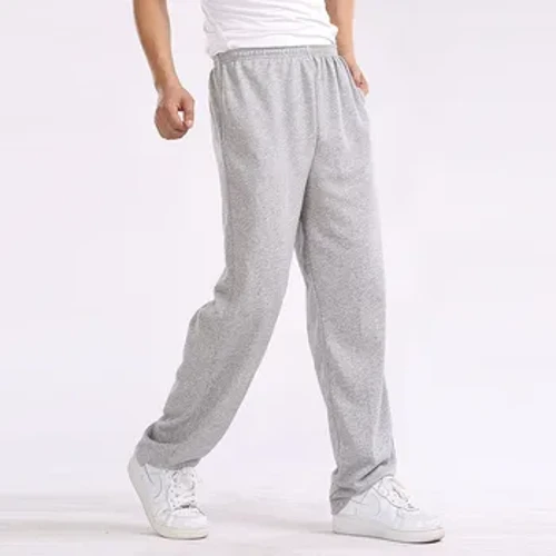 gwanwyn hydref Dynion Baggy chwys llac Pants Dynion Trowsus Lliw Solid Cotwm Elastig Pants syth achlysurol