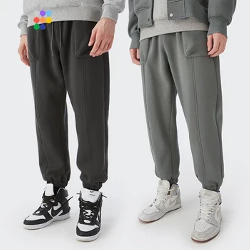 Boilsciú Lomra Tiubh Sweatpant Unisex Grey Joggers Pants Pants Te Geimhridh Ócáideacha Fir Rian Scaoilte Lánúin Pant Éadaí Spóirt
