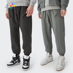 INFLATION Qalin mo'ynali sport shimlari Uniseks Kulrang Joggers shimlari Qishki issiq kundalik shimlar Erkaklar tekis bo'shashgan shimlar juftlik sport kiyimlari
