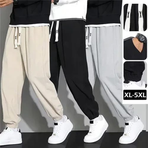 Mùa Xuân Năm 2024 Mới Nam Dài Thấm Hút Mồ Hôi Cho Dây Rút Eo Unisex Phong Cách Mắt Cá Chân-Chiều Dài Quần Jogger Rời Hậu Cung Quần Plus kích Thước 5XL