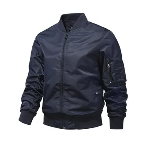 Jaket Militer kanggo Pria, Jaket Bomber Monochromatic, Pakaian Luar, Jaket Baseball Aviator, Busana Luar Ruangan, Musim Semi lan Musim Gugur