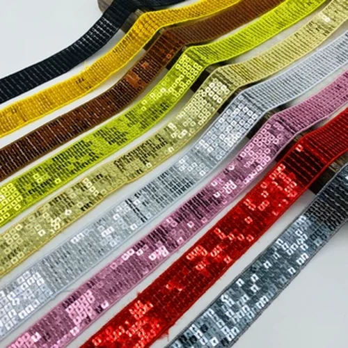 5yards 25mm secwinau Rhuban Lace Trim Sequin Gwnïo Ffabrig Rhuban Ar gyfer Gwisg Dillad Headdress Affeithwyr Priodas Bridal