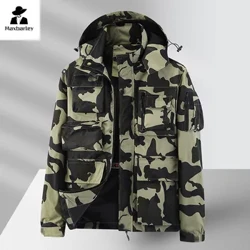 Men's Windbreaker Military Multi-Pocket Waterproof Coat New Spring Tactical Field Mountaineering Detachable Cap Aviator Jacket