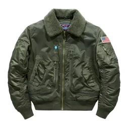 Fa'amāfanafana o le Taumalulu Fa'amamafa o Ali'i Alafu'a Fa'afitafita Tactical Pilot Lafoa'i Fusi Fusi Peleti ArmyGreen Bomber Jacket Lapel-collar Overcoat.