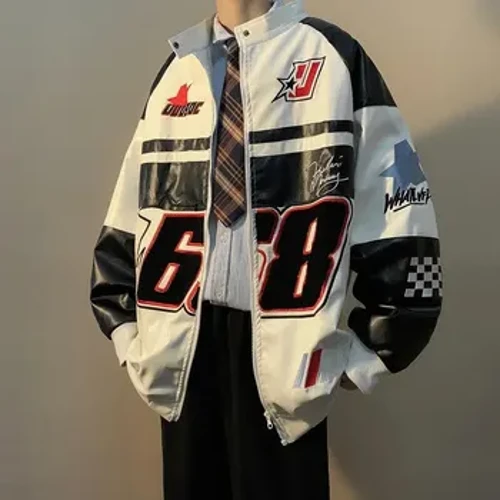 Amerikāņu stila brīva piegriezuma jaka vīriešiem Pavasara/rudens Ielu apģērbi Aviator Motociklistu Apģērbi Hip Hop Moderns Tops