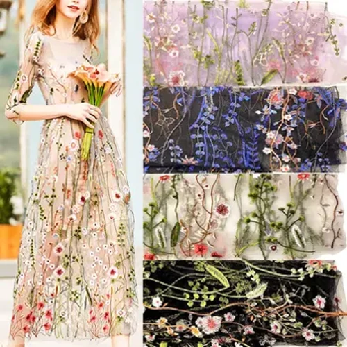 90x145 cm pe yard, dantelă florală, țesătură plasă imprimată brodata, negru, alb, plasă moale, haine DIY, rochie de mireasă, fustă tutu, perdea