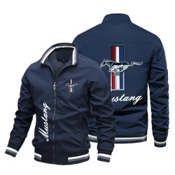 2024 Priontáil Branda Jacket Baseball Collar Babhta Ócáideach na bhFear Jacket Eitlíochta na bhFear Titim Ard-chaighdeán Mustang caol na bhFear Jacket