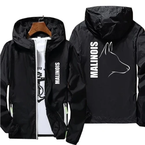Casual cão belga malinois blusão fino protetor solar com capuz casaco masculino esportes piloto ciclismo jaqueta de acampamento plus size 7xl
