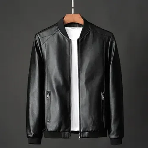 Herrjacka i konstläder, vår/höst 2021, ny stil Slim Fit, tunna, trendiga kläder