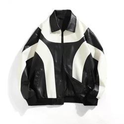 Hip Hop Herrjacka i konstläder, Vadderad vindjacka, Motorcykel Biker Bomber Coat