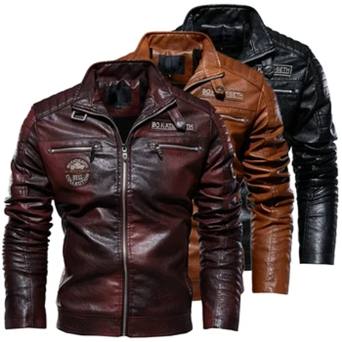 Ijakhethi Lesikhumba Lango-2023 Labesilisa Lasebusika Ijakhethi Yesikhumba Yesithuthuthu I-Faux Ekhishwa I-Fur Collar Windbreaker Ropa De Hombre Slim Coat