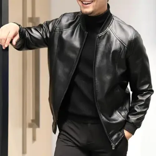 Jaket Baseball Musim Dingin Pria Gaya Jaket Baseball Musim Dingin Nyaman Busana Luar Anget karo Kulit Imitasi kanggo Musim Gugur