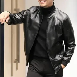Jaket Baseball Musim Dingin Pria Gaya Jaket Baseball Musim Dingin Nyaman Busana Luar Anget karo Kulit Imitasi kanggo Musim Gugur