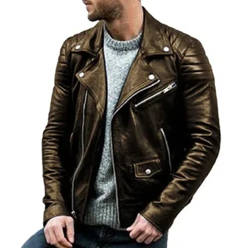 Herren Lederjacken Lässige Frühling Herbst Neue Lederjacken Schöne horizontale Reißverschluss Motorradjacke Jugend Übergroßer Mantel