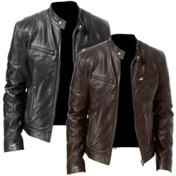 Retro Erkek Deri Ceket - Rock and Roll Severler için Vintage Stil Ceket Erkekler için Moda Motosiklet Ceket