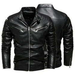 Áo Lông Thú Lót Ấm Áo Khoác Slim Thời Trang Đường Phố Đen Biker Phối Xếp Ly Thiết Kế Dây Kéo Mùa Đông 2024 Áo Khoác Da Màu Đen