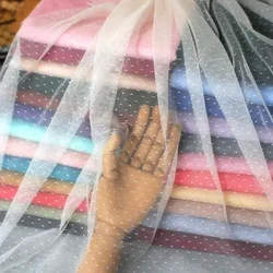 1,6 m bred flerfärgad prickig mesh tyg kläder spets tyg DIY handgjorda tyg hem textil gardin dekoration
