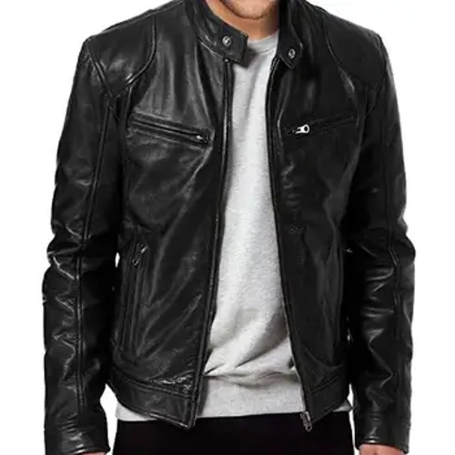 Seastán Nua zipper Windproof Cóta Leathar Mens Éadaí Mens Gluaisrothar Leathar Jacket caol Fit Gearr-Cóta Lapel PU Jackets Fhómhair