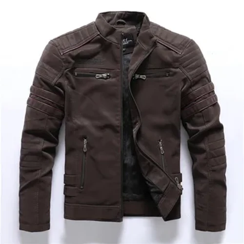 Neguko larruzko jaka polarra epela kausazko motozikleta brodatua PU berokiak Moda poltsiko anitzeko jantziak vintage gizonezkoen udazkeneko jakak