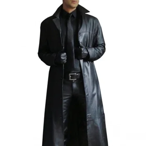 2023 Dynion Ffasiwn Ffos Lledr Ffasiwn Llawes Hir Hydref Windbreaker Côt Slim Lledr Siaced Lledr Hir Dillad Allanol Siaced Dynion
