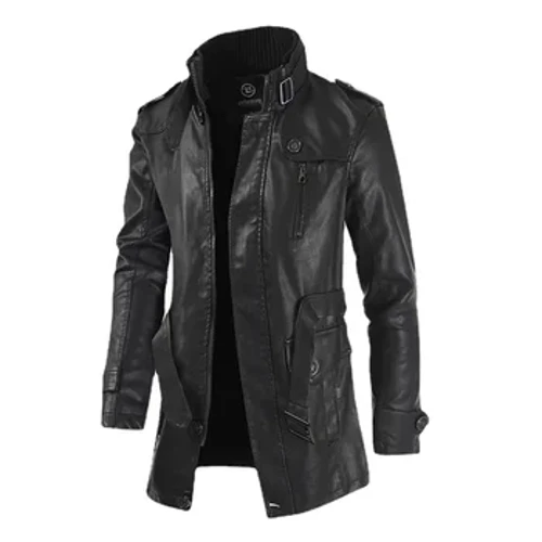 Ny høykvalitetsjakke for menn Street Windbreaker frakk menn skinnklær tykk jakke fleece menn fritidsjakke PU