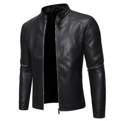 Män Konstläderjacka Motorcykel 8Xl Herrjackor Svart Jaqueta De Couro Masculina Ytterkläder Man Pu Läder Mankappor Märke