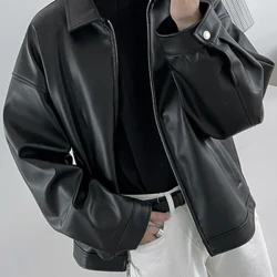 Earrach Mauroicardi Fómhar Só Cool Gearr Dubh Bog Solas Pu Leathar Jacket Fir Zipper Corr-Fear Seaicéid agus Cótaí Faisean