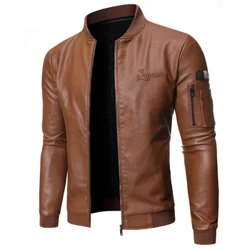 2023 Märkeskläder Herr slim fit skinnjacka Motorcykel konstläderjackor couro vinterkappa män varma PU-jackor S-3XL