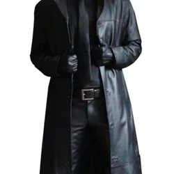 Jaket kulit warna solid pria modis musim gugur anyar jaket kulit pria