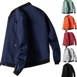 M-4XL Siaced Dynion Hydref tenau llawes hir pêl fas Siaced beicio gwrth-wynt solet Siaced achlysurol