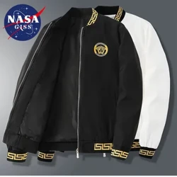 Spring, Autumn and Winter New Men's Casual Fashion Slim Fit High Quality Large Area Embroidered Baseball Neck Jacket Coat