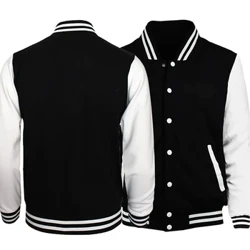 Sort hvid solid farve jakke løs overdimensioneret tøj afslappet mænd baseball tøj personlighed gade frakke varme fleece jakker