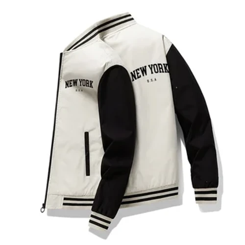 2024 New stand up collar double-sided letter printed men's jacket, spring and autumn coat, baseball suit, youth casual wear