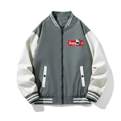 Bộ đồ bóng chày nhiều màu sắc và đa năng dành cho nam, áo khoác cặp đôi phong cách retro Mỹ đường phố mùa xuân thu, đa năng và đẹp trai
