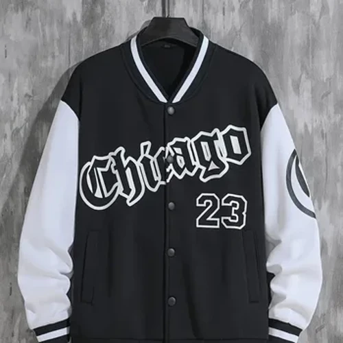 Fashion Trend ng Spring At Autumn Street na Loose Casual Baseball Uniform Jacket, Angkop Para sa Panlabas at Pakikipag-date