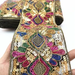 1 Yards Sequin Lace Trim Lace Fabric DIY Embroidery Ribbons no nā ʻaʻahu poʻo poʻo i ka mare ʻana humuhumu i nā lako hana lima.