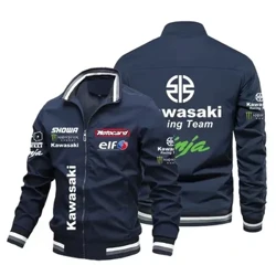 2024 Erkekler Moda Beyzbol Ceketi, Açık Motosiklet Ceketi, Erkek Ceket, Windbreaker, Kawasaki Logo Basılı Spor Gömlek