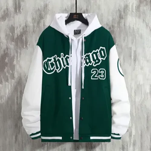 High Street Youth Baseballjakke for menn Herre løs fritidsjakke Tynn fleece termisk isolasjon Vår/høst Ingen lue ingen hettegenser