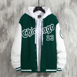 High Street Youth Baseballjakke for menn Herre løs fritidsjakke Tynn fleece termisk isolasjon Vår/høst Ingen lue ingen hettegenser