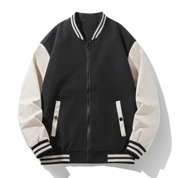Vår og høst Ny baseballdressjakke løs frakk for menn Trendy løs fritidsjakke Patchwork Farge Pluss størrelse 5XL