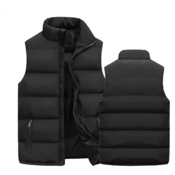 Colete masculino jaqueta quente sem mangas jaquetas inverno à prova dwaterproof água com zíper casaco outono gola alta casual roupas de marca