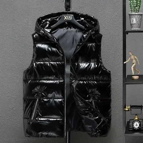 2024 novos homens inverno brilhante coletes com capuz colete grosso à prova dwaterproof água algodão acolchoado sem mangas casaco masculino à prova dwaterproof água grosso M-5XL