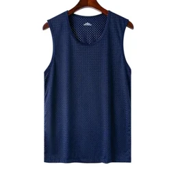 Gizonezkoen sareko txaleko berriak Izotz zetazko lehortze azkarreko Bodybuilding Tank Tops Fitness Giharretako mahukarik gabeko txaleko estuak Fitness Casual Sport Tops