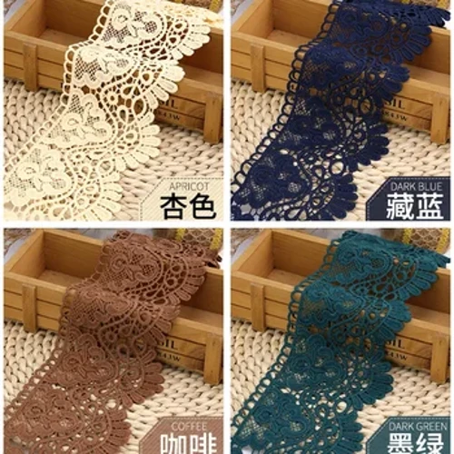 3 Mét Khoét Hở Hoa Thêu Phối Băng Ren Tự Làm Trang Phục May Vải Rộng 10 Cm Đen Trắng Handmade Thủ Công Băng Ren