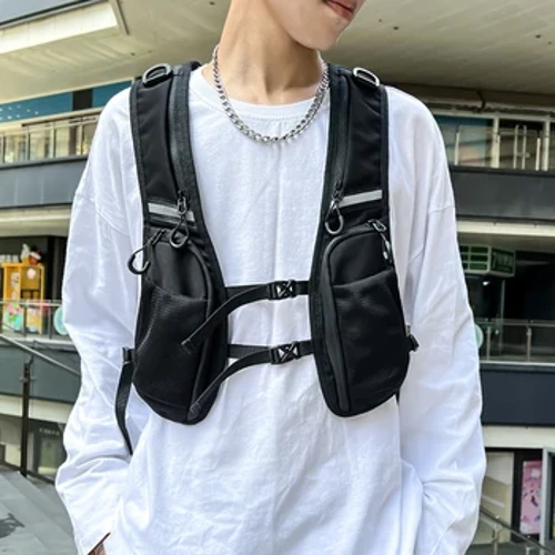 Functional Tactical Vest Reflective Storage Phone Bag na may Pocket at Extra Storage Chest Bag Phone Holder para sa Cycling Running
