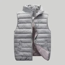 Gyşky erkekler eşikli palto Ultralight ýeňsiz puffer Vest penjek moda stendiniň ýakasy ýel geçirmeýän ördek bilinden palto