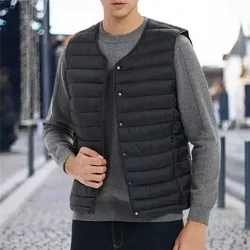 Ultra Light White Duck Down Dame Vest Thin Coat menn Duck Down ermeløs jakke V-krage